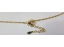 Signed BBJ, Vintage Chain NECKLACE, Faceted GREEN Stones, Gold Plated Sterling .925 Silver, Clasp Closure
