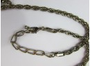 Vintage Chain Necklace, Multiple AGATE TEARDROP Pendants, Gold Tone Base Metal, Functional Clasp Closure