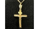 Vintage 14k Yellow Gold INRI Jesus Crucifix Cross Necklace