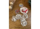Christmas Lot: Thomas Kinkade Clock Mikasa Lead Crystal Dish Lighted Fire Station Lenox Ornaments