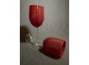 Antique PLAZA HOTEL Pin Dish W Gold Paint, Pair Vintage Ruby Red Hand Blown Wine Glasses, Brass Wall Hook