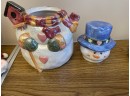 Lot Of Small Christmas Ornaments And Decorations Ceramic Snowman Cookie Jar Gnomes Tree Stockings Bell
