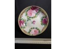 Antique Nippon Handpainted Nut Candy Bowl Footed 6 1/2'  Circa 1900 Pink Roses Gold
