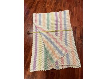Twin Size Hand-knitted Afghan Blanket, Pastel Colors