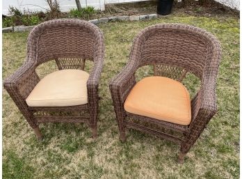 2 Comfy Outdoor Resin (Wicker) Chairs With Cushions