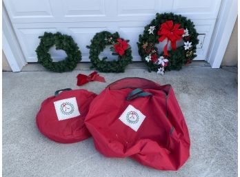 3 Large Christmas Wreaths, The Big One Is 26 Inches