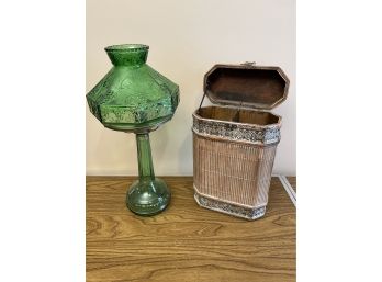 Looks Like Italian Vino Rosso Conte Green Wine Bottle Candle Holder Wooden Brown Wine Bag