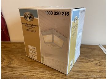 New In Box Hampton Bay Motion Sensor Exterior Ceiling Fixture White Finish