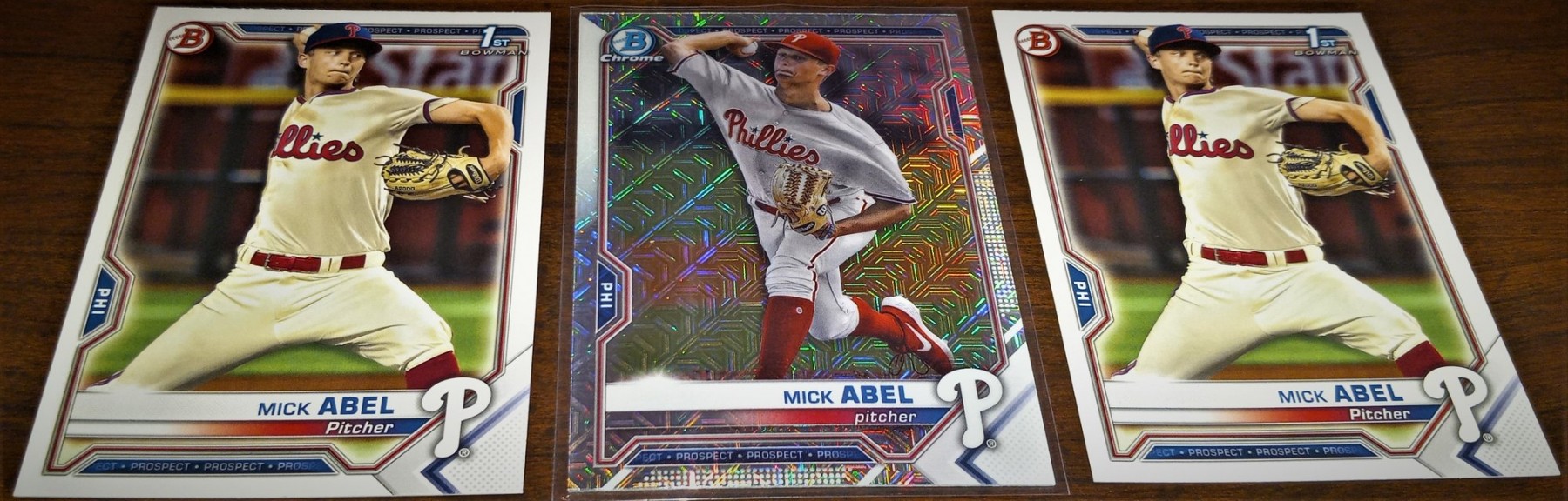 2021 Bowman Chrome:  Mick Abel (2-Bowman 1st & 1-Mojo Refractor)