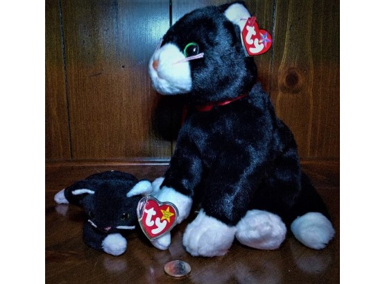 Ty Beanie Babies Featuring:  'Zip The Cat' & His Beanie Buddy