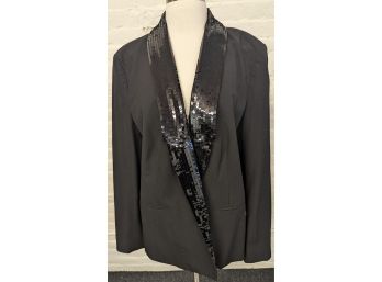 Michael Kors Black Sequin Collar Blazer Women 16 New
