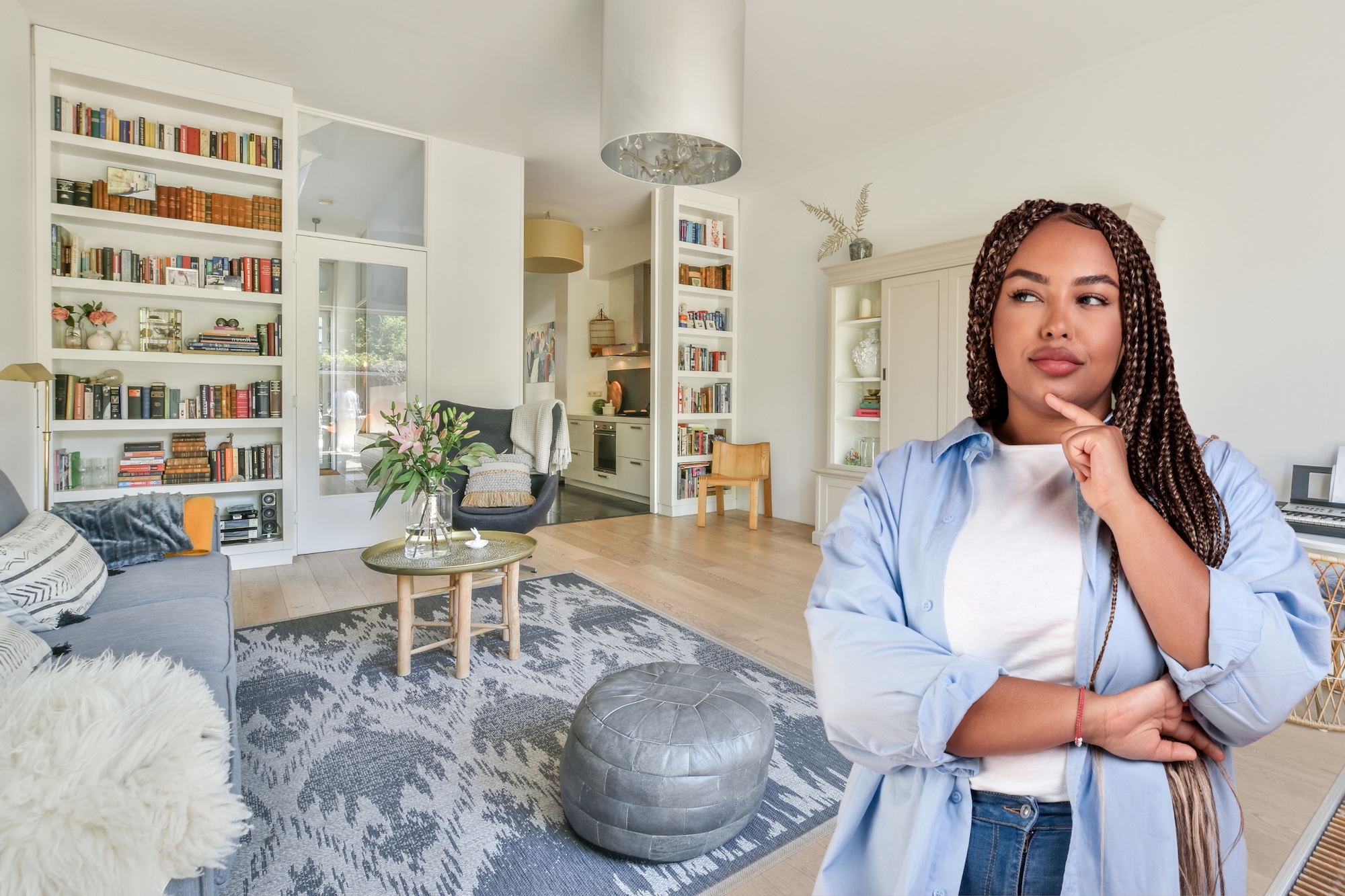 A woman decides what to keep in her home.