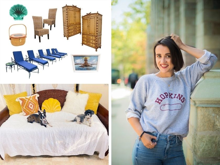 coastal decor, patio chairs, faux bamboo, rattan chairs, nautical oil painting