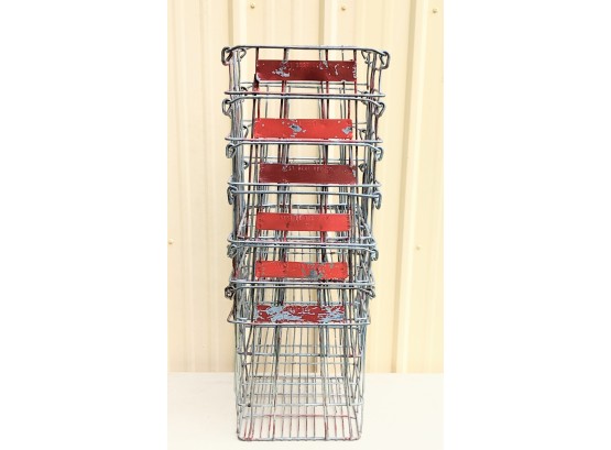 Stacking Egg Crates, Vintage Commercial Group Of  6 Wire Baskets - Local Pick-up Only