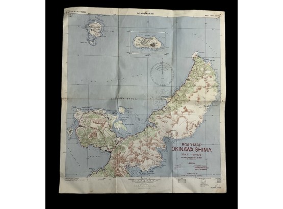 Vintage 1945 WWII Map Of Okinawa Shima Japan