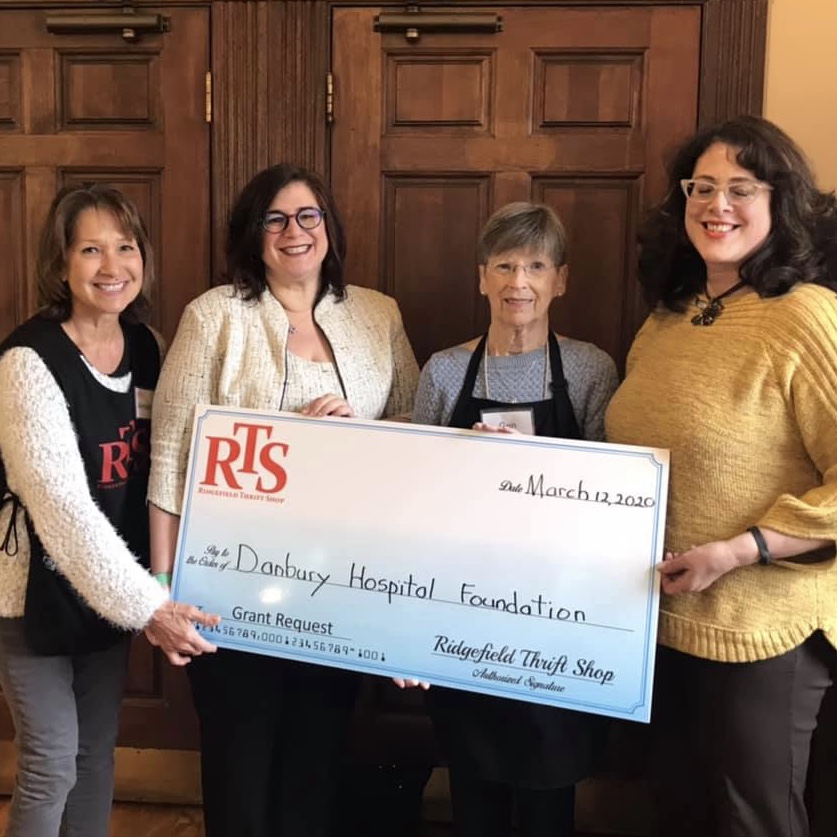 Ridgefield Thrift Store presents grant to Danbury Hospital Foundation — just one of the many organizations supported by RTS’ fundraising efforts