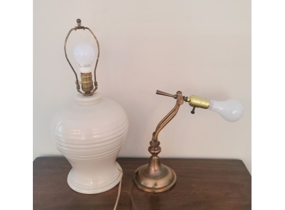 (2) Lamps, 1 Ceramic, 1 Brass