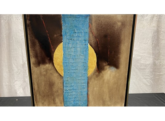 Framed Abstract Acrylic On Canvas 'sun' Signed Sylvio Flores - Brasil