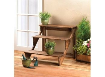 New In Box Wooden Steps Plant Stand
