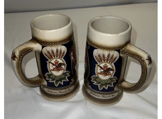 Budweiser Beer Steins Made By Staffel Stoneware W. Germany Pair