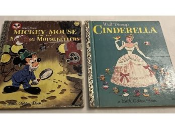 Walt Disney's Cinderella And  Mickey Mouse And The Mouseketeers Little Golden Books First Editions