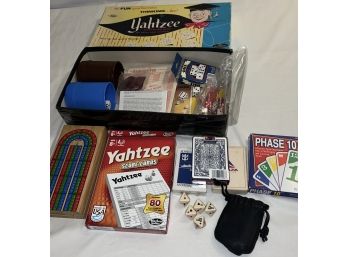 Yahtzee, Cribbage, Phase 10, Marlboro Poker Dice And Other Decks Of Cards