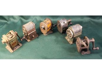Group Of 6 Old Mechanical Pencil Sharpeners - 2 Wizards, Junior, Dexter, 2 Unknown, Ca. 1890-1900    (368)