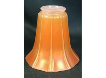 Northwood Signed Iridized Marigold Carnival Glass Shade, 3.25' Fitter, 5'H & 2' Neck  (354)
