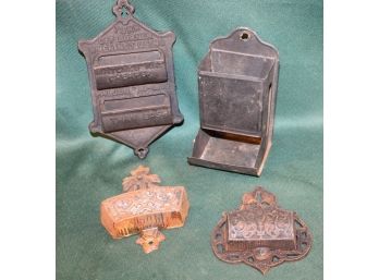 Antique Cast Iron & Tin Match Holders, Ca 1897  (363)