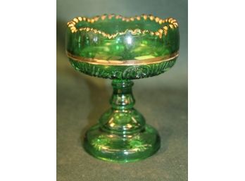 Antique Riverside Glass 1896 Ester Jelly Emerald Green Compote, 5'H  (352)