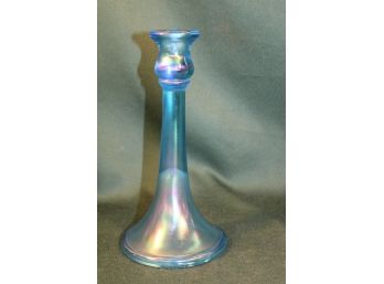 Antique Tiffin(?) Iridized Blue Stretch Glass Candleholder, 9'H  (350)