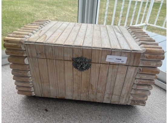Wood Chest Filled With Lawn & Garden Items