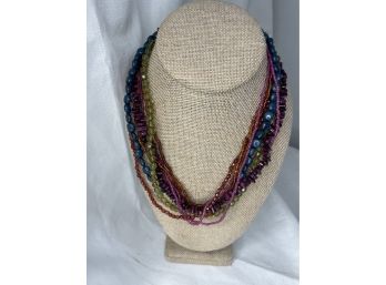 Vintage Colorful Beaded Multi Strand Necklace