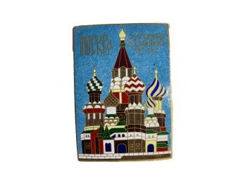 Enamel Plaque MOSCOW St. Basil's Cathedral Soviet Russia USSR