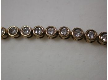 8.5 Inch Sterling Gold Vermeil 8.5 Grams 5 Carat Cz Bezel Set Tennis Bracelet
