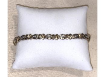 Sterling Gold Vermeil X/O Diamond Bracelet 13.3g
