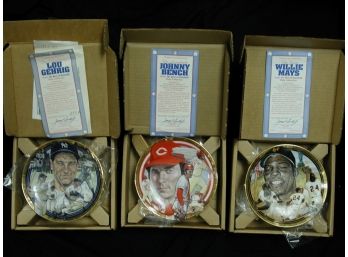 The Hamilton Collection- Collector Plates -Lou Gehrig - Johnny Bench- Willie Mays