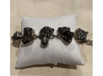 Hematite Rock Bracelet 7 Inches Sterling Silver