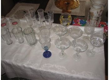 Zig Zag Wine Set And Beer Mugs, Champagne Glasses Lot Of 20 Barware Glasses