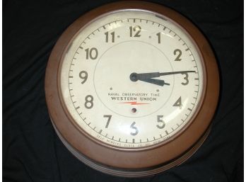 15' Self-Winding Clock Co NY Naval Observatory Time Western Union Round Wall
