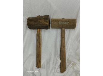 Pair Of Handmade Wooden Mallets  11 Inches Long Artificial Ice Co South Bend Indiana