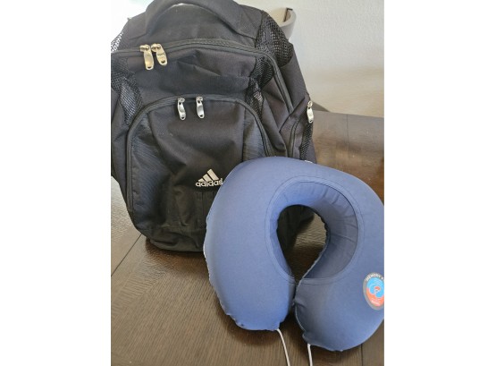 Adidas Backpack And Neck Pillow