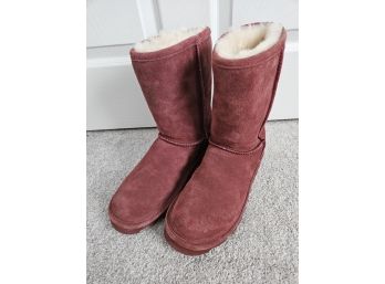Bear Paw Burgundy Sheepskin/wool Lined Suede Boots Size 11
