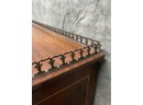 079 Antique Mahogany And Satinwood Marquetry Inlaid Mother Of Pearl Drop Front Desk