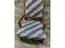 064 Antique Victorian Upholstered Blue & White Childs Chair