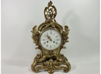 092 Vintage Tiffany & Co. Gilt Ormolu Bronze Mantel Clock With Wind Key