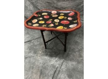 049 Vintage Department 56 Hand Painted Dahlia Tray Table By Phachon Phuangyot Made In Thailand