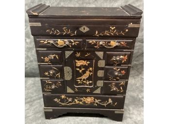 040 Antique Japanese Lacquered Hand Painted Cabinet Chest