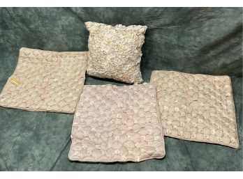 074 Lot Of Four Dransfield & Ross Pale Pink Rose Square Pillow Cases And Pillow