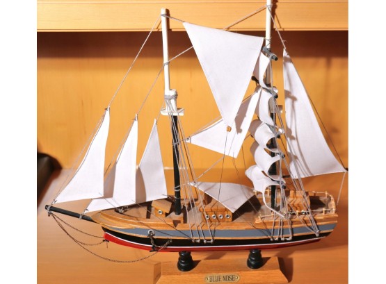 Vintage Wooden Model Of Masted Ship The Blue Nose.